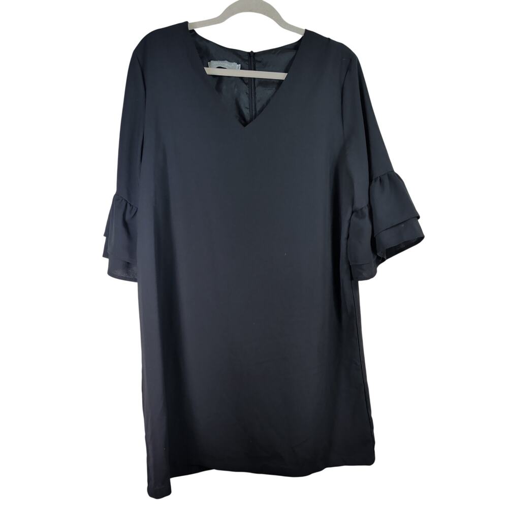 Belongsci Black Dress with Bell Sleeve Detail, Size XL
